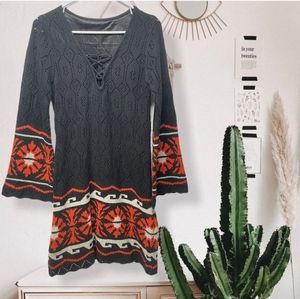 Crochet dress with bell sleeves